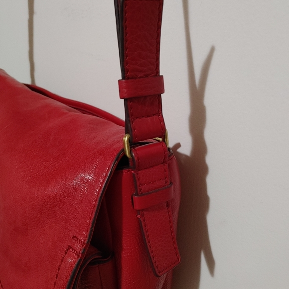 Fossil Peyton Large Double Flap Crossbody Red - Picture 3 of 4